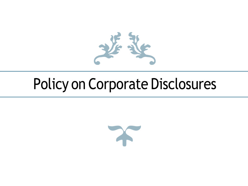 Policy on Corporate Disclosures